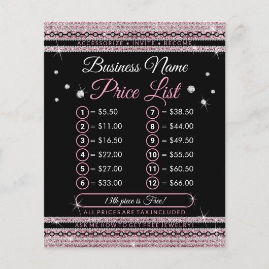 Prijslijst sieradenwinkel flyer (Voorkant)