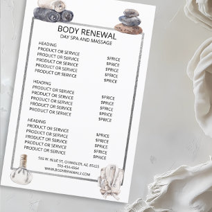 Prijslijst Spa-massage Diensten Aquarel