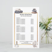 Prijslijst Spa-massage Diensten Waterverf  (Staand voorkant)