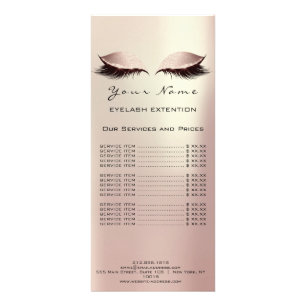 Prijslijst - streepjesextensie - Roos Gold Blush Reclamekaart