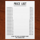 Prijslijst. Tot 20 artikelen & prijzen. Enkelzijdi Flyer