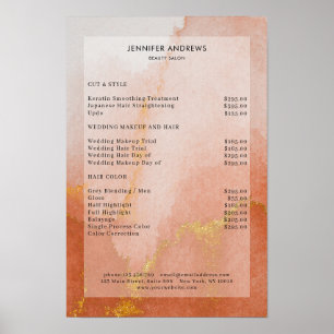 Prijslijst van de moderne Waterverf Gold Salon Poster