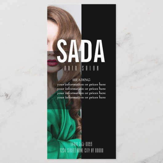 Prijslijst van het menu Hair Salon (Voorkant)