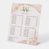 Prijslijst van legant monogram roze goudmarmer reclamebord met voetstuk (Voorkant)