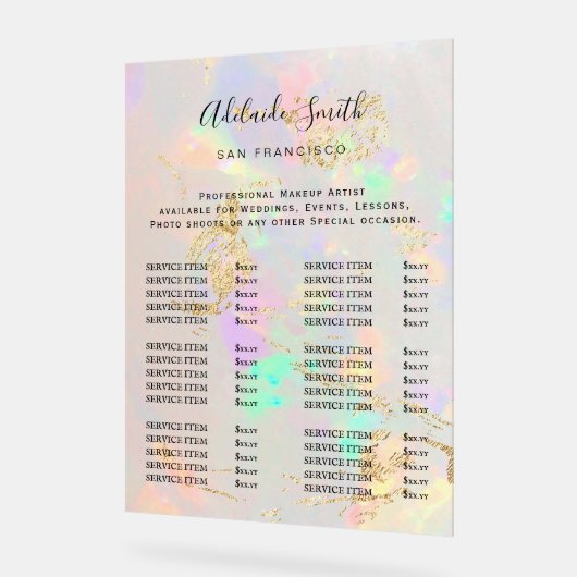 prijslijst van witte opaal acryl bord (Hoek)