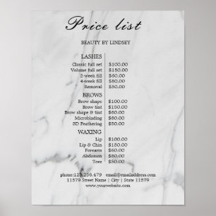 Prijslijst Vintage Schoonheidssalon Poster