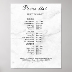 Prijslijst Vintage Schoonheidssalon Poster