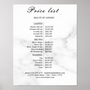 Prijslijst Vintage Schoonheidssalon Poster