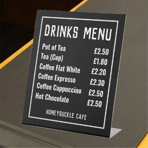 Prijslijst voetafdruk Drinken Menu Prijs Reclamebord Met Voetstuk