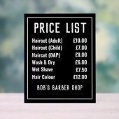 Prijslijst voor Barber-winkels Acryl Bord (Neutraal)