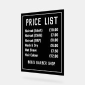 Prijslijst voor Barber-winkels Acryl Bord (Hoek)