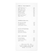 Prijslijst voor elegante zwarte en witte haarzalm reclamekaart (Achterkant)