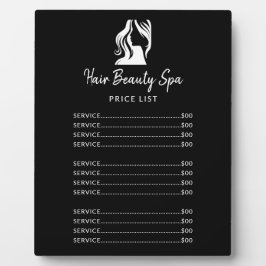 Prijslijst voor haarsalon elegant zwart-wit fotoplaat