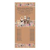 Prijslijst voor honden reclamekaart (Achterkant)