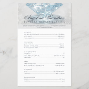 Prijslijst voor juwelen reparatie met mousserend d flyer