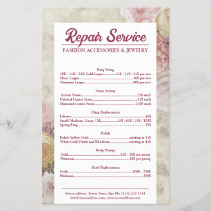 Prijslijst voor juwelen reparatie roze pony-ventil flyer