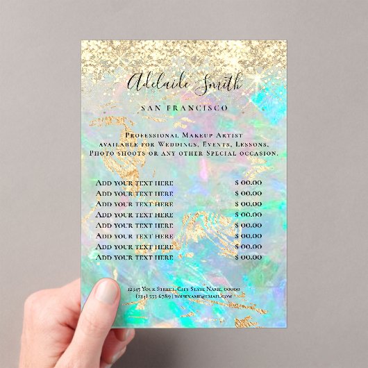 prijslijst voor opaal-ontwerp acryl uitnodigingen (Insitu (Draagbaar))