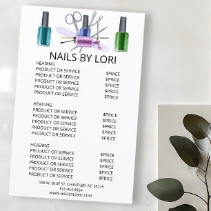 Prijslijst voor watercolor nageltechnicus bedrijfs