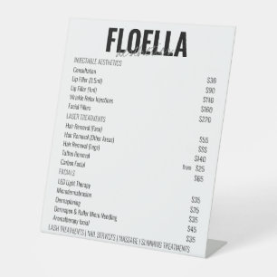 Prijslijst Witte esthetica Salon Services Reclamebord Met Voetstuk