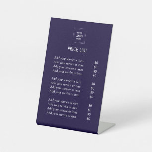 Prijslijst   Zakelijk logo moderne blauwe kleur  Reclamebord Met Voetstuk