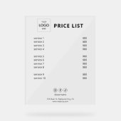 Prijslijst Zakelijke Logo Acryl Bord (Voorkant)