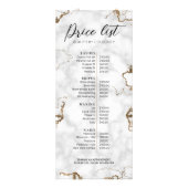 Prijslijstmenu Marble Faux Gold Script Font Salon Reclamekaart (Voorkant)