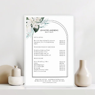 Prijslijstposter White Flowers Salon Poster