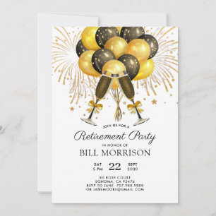 Prijspensioen Gold Black Balloons Champagne Kaart