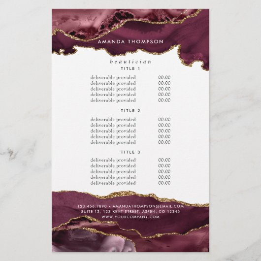 Prijsstelling van edelsteen in Bourgogne en Gold A Flyer (Voorkant)