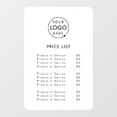 Prijstabel Logo | Zakelijk Modern Minimalistisch W Raamsticker (Vel)