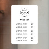 Prijstabel Logo | Zakelijk Modern Minimalistisch W Raamsticker