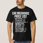 Prijstlijst grappige automonteur t-shirt (Voorkant)