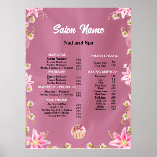 Prijzenlijst Beauty Nail Salon menu Poster