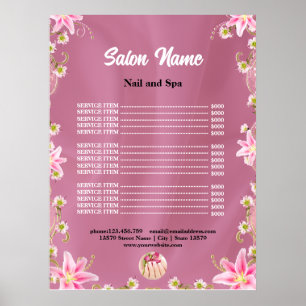 Prijzenlijst Chic Beauty Nail Salon menu Poster