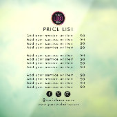 Prijzenlijst | Logo Zakelijk Modern Professioneel Raamsticker (Vel 3)