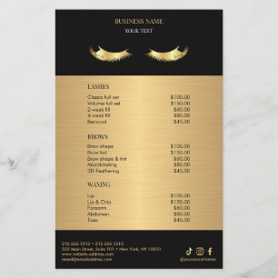 Prijzenlijst Luxe Zwarte en Gouden Salon Flyer