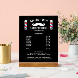 Prijzenlijst sjabloon voor heren kapperszaak acryl bord