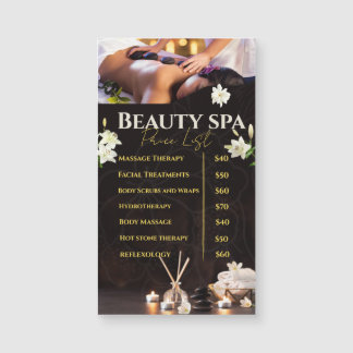 Prijzenlijst Spa Service Menu