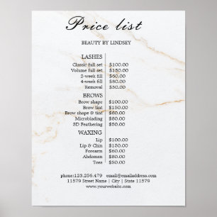 Prijzenlijst Vintage Schoonheidssalon Poster