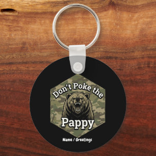 Prik niet de Papa Grappige Robuuste Grizzlybeer Sleutelhanger