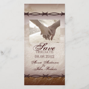 prikkeldraad western country bruiloft save the dat date
