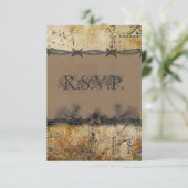 prikkeldraad western land bruiloft RSVP reactie (Staand voorkant)