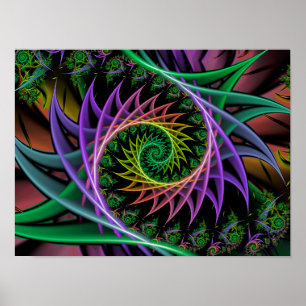 Prikkelende Vortex Spiraal Abstracte Bloemrijke Fr Poster