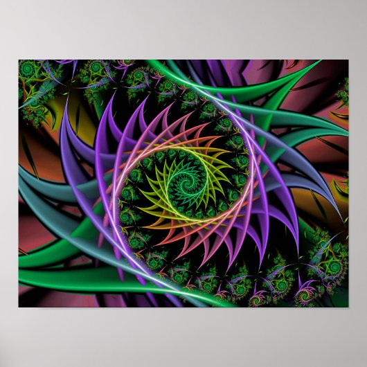 Prikkelende Vortex Spiraal Abstracte Bloemrijke Fr Poster (Voorkant)