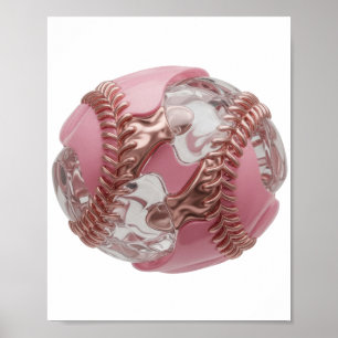 Prikkelende Zilveren BASEBALL BAL 3D Tekst Kunst Poster