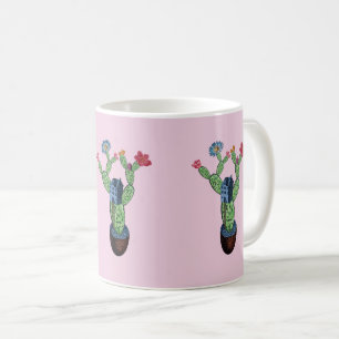 Prikkelige cactus met bloemen koffiemok