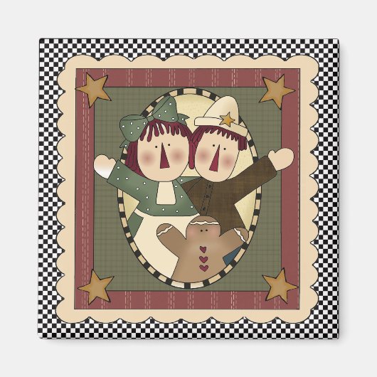 Prim Christmas Raggedies Magnet (Devant)