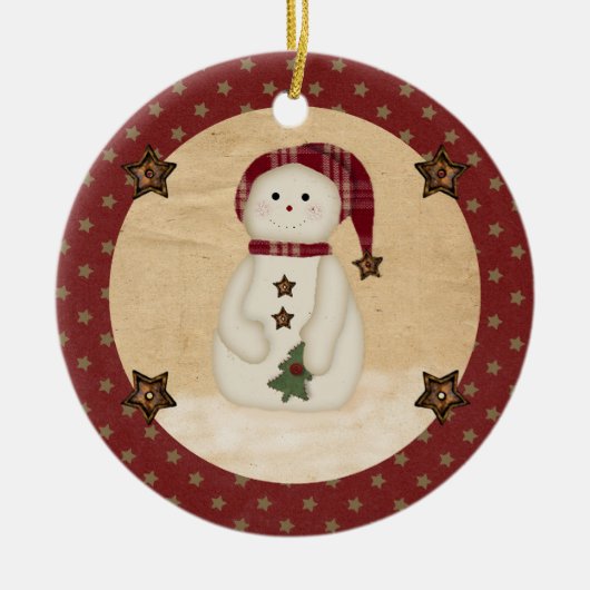 Prim Country Snowman Ornament (Voorkant)