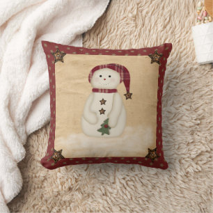 Prim Country Snowman Pillow Kussen