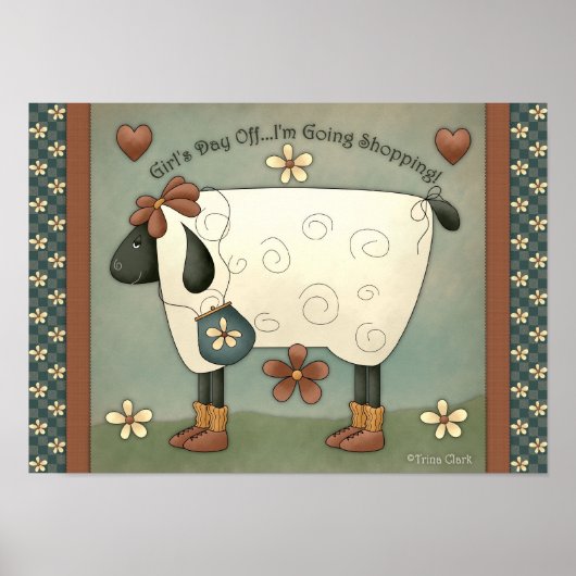 Prim Country Whimsical Sheep Poster (Voorkant)